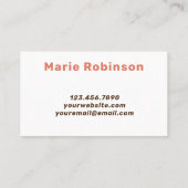 Hallo Vet lettertype Retro Donkerbruin Blush Pink Visitekaartje (Achterkant)