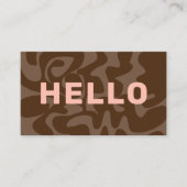 Hallo Vet lettertype Retro Donkerbruin Blush Pink Visitekaartje (Voorkant)