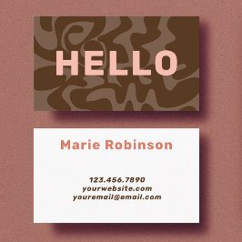 Hallo Vet lettertype Retro Donkerbruin Blush Pink Visitekaartje