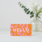 Hallo Vet lettertype Retro Groovy Blush Pink Visitekaartje (Staand voorkant)
