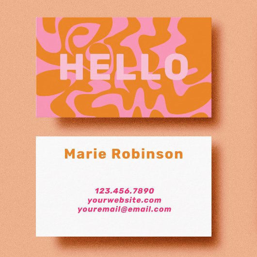 Hallo Vet lettertype Retro Groovy Blush Pink Visitekaartje