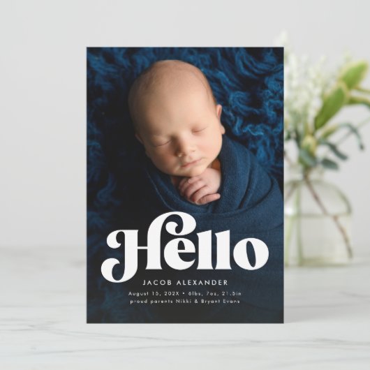 Hallo Vet retro Aankondiging (Staand voorkant)