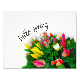 hallo vetgedrukte rode en gele tulpen foto afdruk