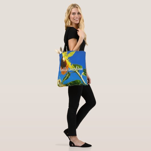 Hallo Vetgele zonnebloem fotografie Tote Bag (Op model)