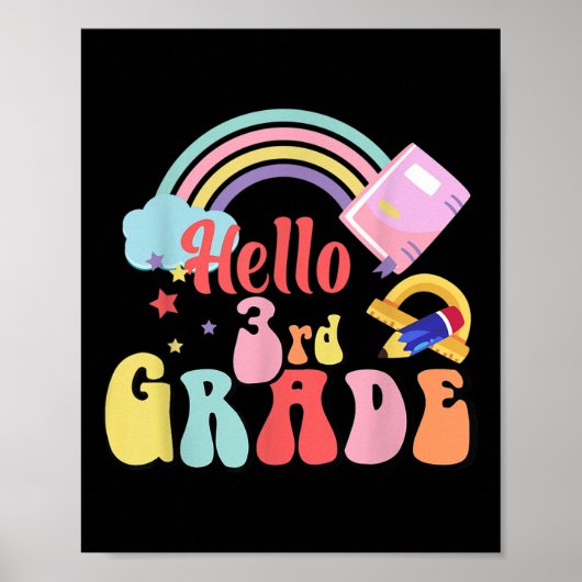 Hallo vierde 3e klas leraar eerste schooldag poster (Voorkant)