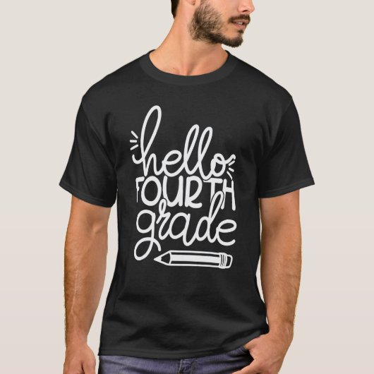 Hallo Vierde 4e Klas Potlood Terug naar School Les T-shirt (Voorkant)