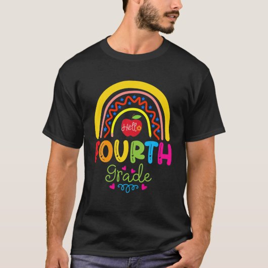 hallo vierde docent in rang naar school t-shirt (Voorkant)