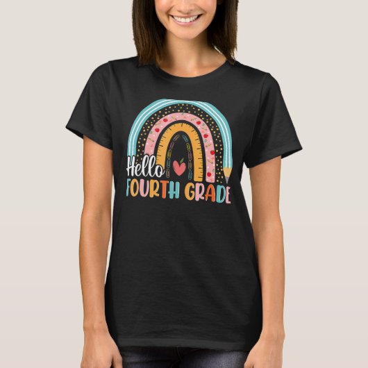 hallo Vierde graad Boho Regenboogleraar Terug T T-shirt (Voorkant)