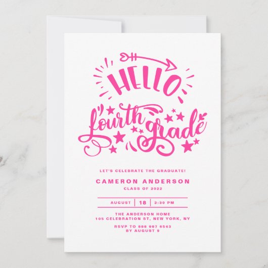 hallo vierde graad | Roze Afstuderen van de derde  Kaart (Voorkant)