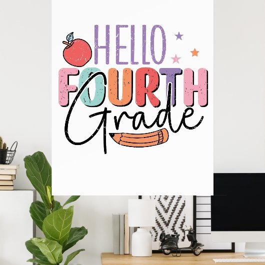 hallo vierde graad terug naar school poster (Thuiskantoor)