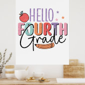 hallo vierde graad terug naar school poster (Keuken)