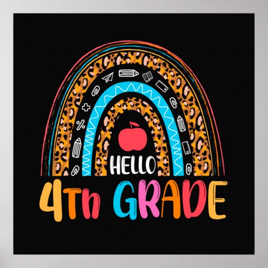 hallo vierde graad terug naar school poster (Voorkant)
