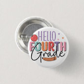 hallo vierde graad terug naar school ronde button 3,2 cm (Voorkant /achterkant)