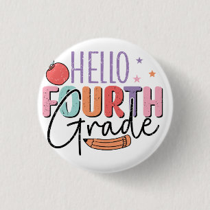 hallo vierde graad terug naar school ronde button 3,2 cm