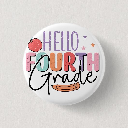 hallo vierde graad terug naar school ronde button 3,2 cm (Voorkant)