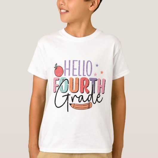 hallo vierde graad terug naar school t-shirt (Voorkant)