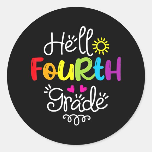 hallo vierde graad van het team ronde sticker (Voorkant)