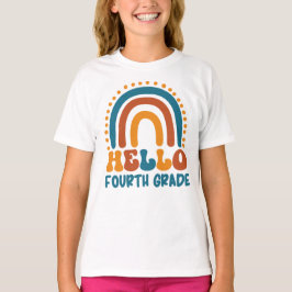 Hallo Vierde Grade Retro stijl boho regenboog T-shirt