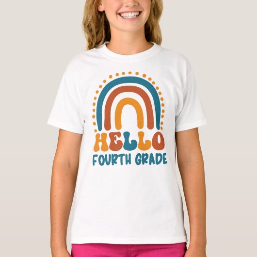 Hallo Vierde Grade Retro stijl boho regenboog T-shirt (Voorkant)