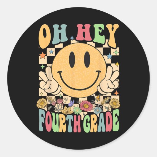 Hallo Vierde klas leraren Student 4e klas terug Ronde Sticker (Voorkant)