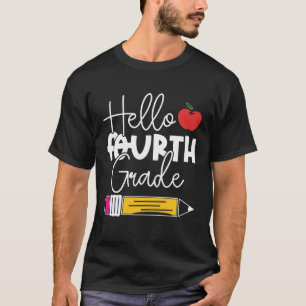 Hallo Vierde Klas Potlood Appel Terug naar School T-shirt