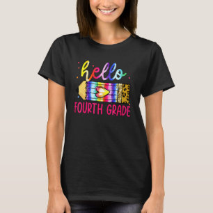 Hallo Vierde Klas Potlood Tie Dye 4e Klas Rug T T-shirt
