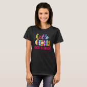 Hallo Vierde Klas Potlood Tie Dye 4e Klas Rug T T-shirt (Voorkant volledig)