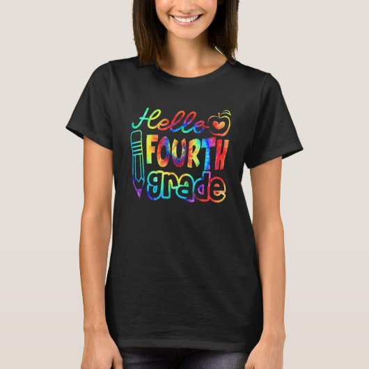 Hallo Vierde klas stropdas verf Eerste dag van de T-shirt (Voorkant)