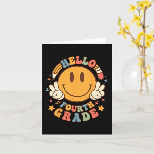 Hallo Vierde klas terug naar school groovy leraar  Kaart (Gele Bloem)