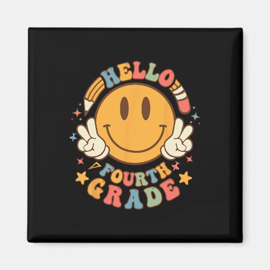 Hallo Vierde klas terug naar school groovy leraar Magneet (Voorkant)