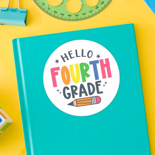 Hallo vierde klas terug naar school ronde sticker