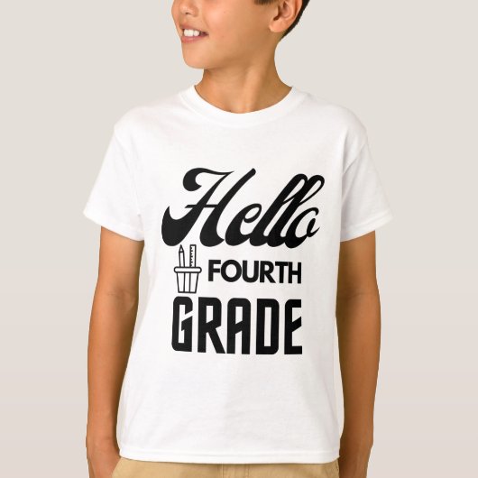 Hallo Vierde klas, terug naar school T-shirt (Voorkant)