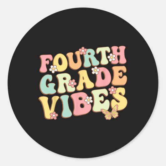 Hallo Vierde klas Vibes Ronde Sticker (Voorkant)