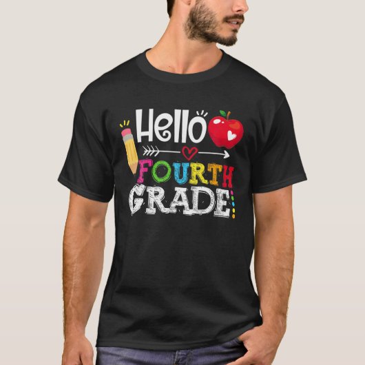 hallo vierde vierde klas leraar eerste schooldag t-shirt (Voorkant)