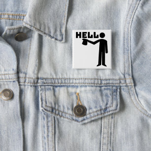 hallo vierkante button 5,1 cm
