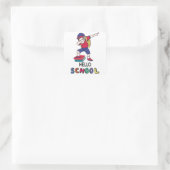 hallo vierkante sticker (Tas)