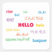 hallo vierkante sticker (Voorkant)