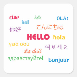 hallo vierkante sticker