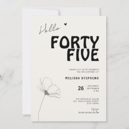 Hallo Vijf En Veertig Vet Typografie 45e Verjaarda Kaart