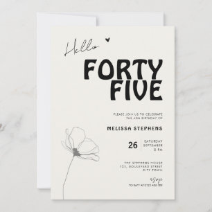 Hallo Vijf En Veertig Vet Typografie 45e Verjaarda Kaart