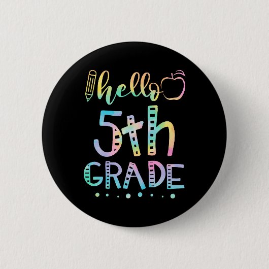hallo vijfde graad 5e graad Terug naar school lera Ronde Button 5,7 Cm (Voorkant)