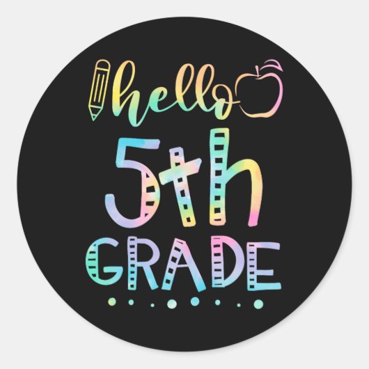 hallo vijfde graad 5e graad Terug naar school lera Ronde Sticker (Voorkant)