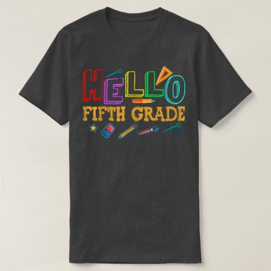 hallo vijfde graad 5e graad terug naar school T-sh T-shirt (Design voorkant)