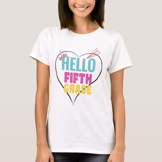hallo vijfde graad | Koelvormig ontwerp voor de 5e T-shirt (Voorkant)