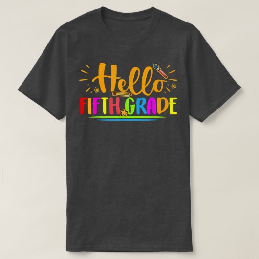 hallo vijfde graad Shirt 5e graad Terug naar schoo (Design voorkant)