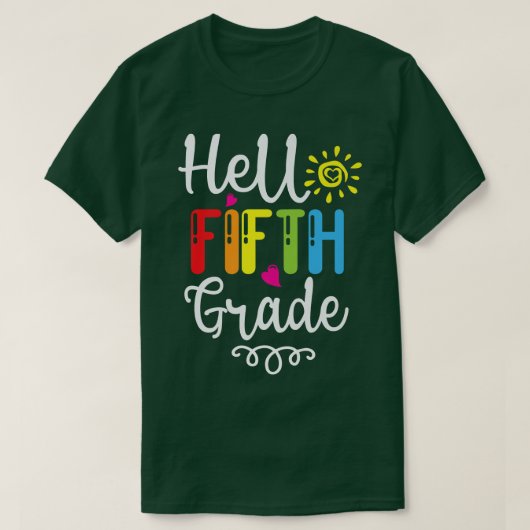 hallo vijfde graad terug naar school eerste dag le t-shirt (Design voorkant)