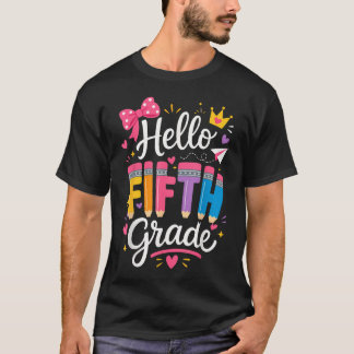 Hallo Vijfde Klas Coquette Strik Meisjes Terug Naa T-shirt