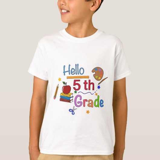Hallo Vijfde klas - Schattige Back to School Desig T-shirt (Voorkant)