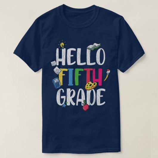 hallo vijfde klas terug naar school, leerkracht t-shirt (Design voorkant)