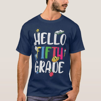 hallo vijfde klas terug naar school, leerkracht t-shirt